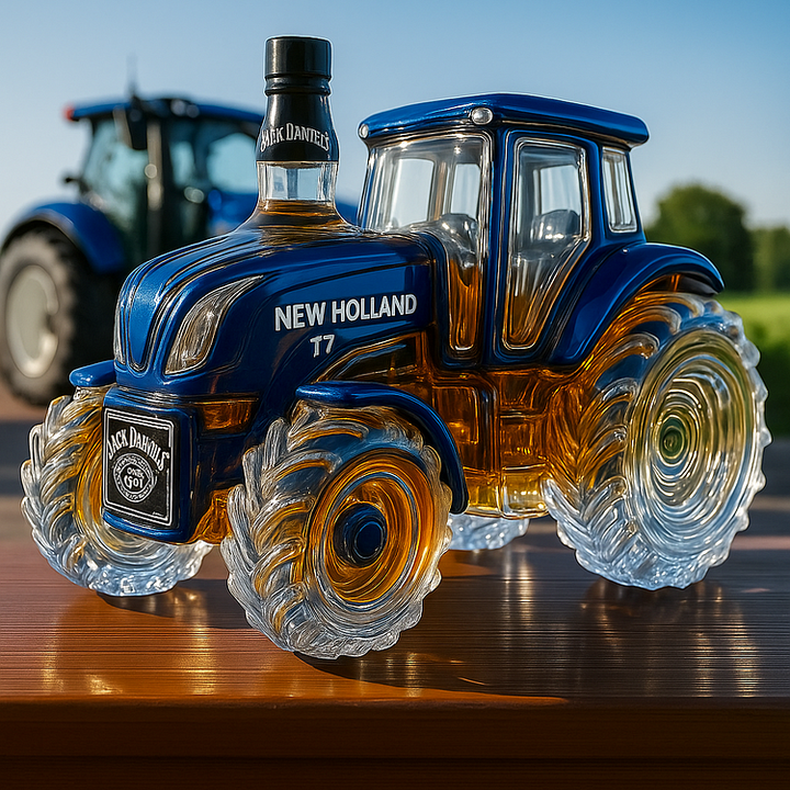 Klasický whisky da Casa ve tvaru traktoru New Holland T7