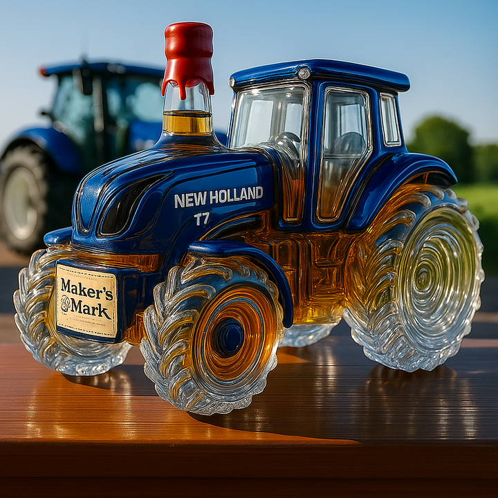 Klasický whisky da Casa ve tvaru traktoru New Holland T7