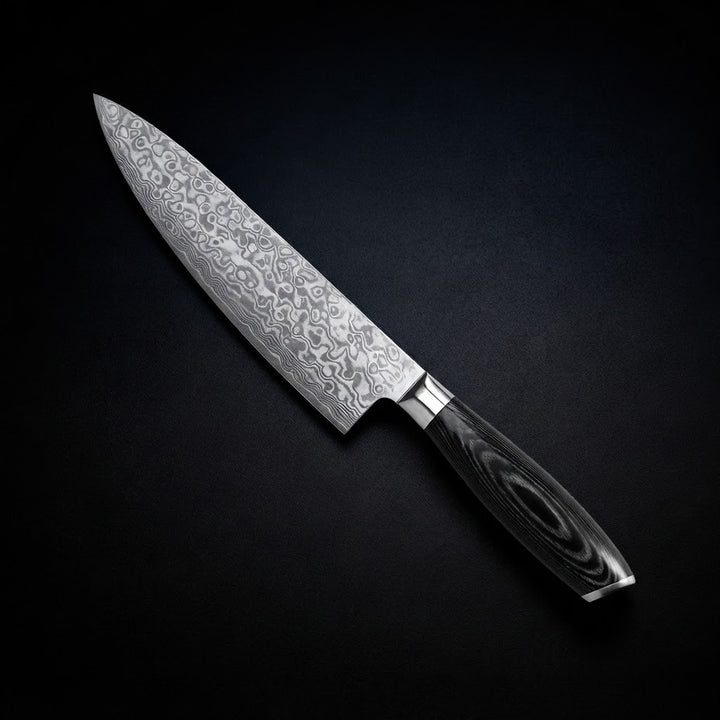 Kuchařský nůž Damascus Pakka Wood 20 cm – elegance a preciznost v každé kuchyni