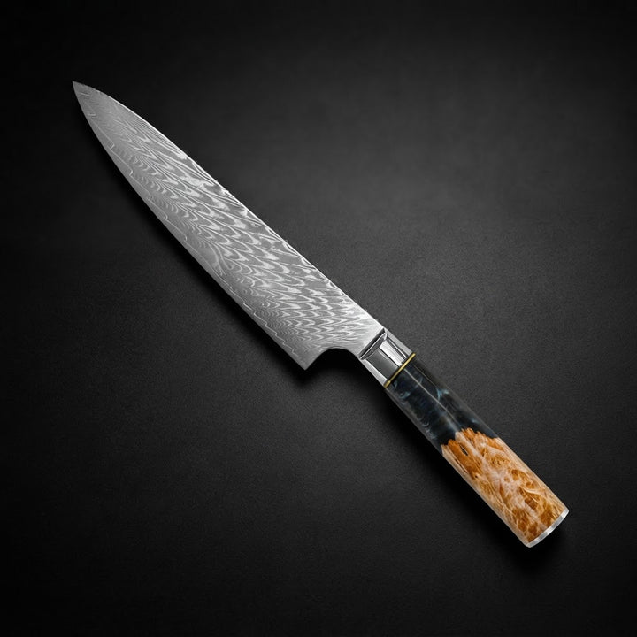 Kuchařský nůž Epoxy Onyx Damascus 20 cm – temná elegance pro každou kuchyni