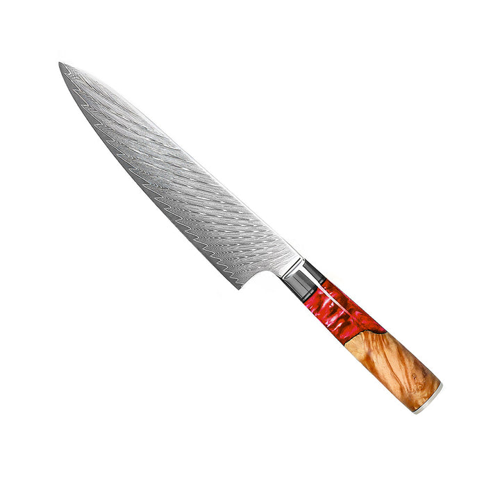 Kuchařský nůž Epoxy Ruby Damascus 20 cm – ohnivá elegance pro každou kuchyni