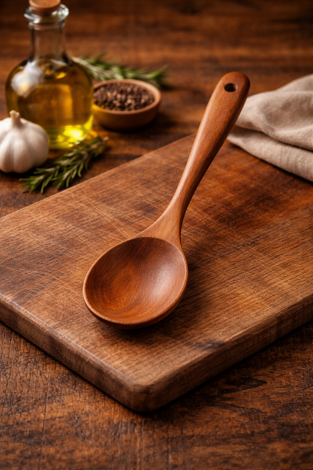 Ručně Zpracované Kuchyňské Nástroje z Týkového Dřeva