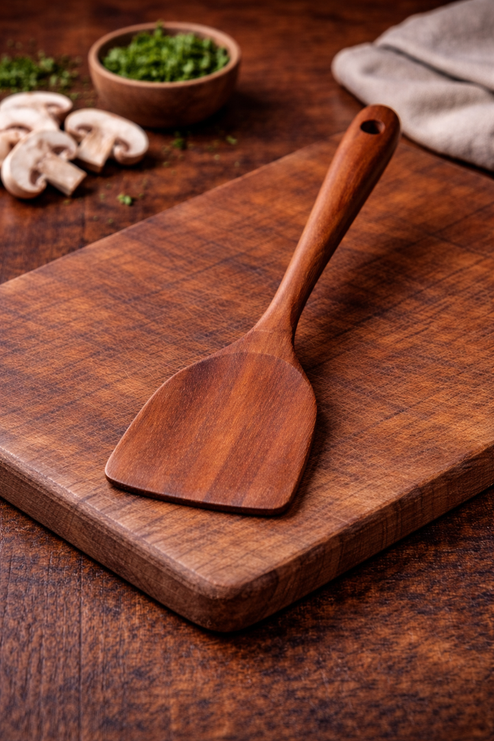 Ručně Zpracované Kuchyňské Nástroje z Týkového Dřeva