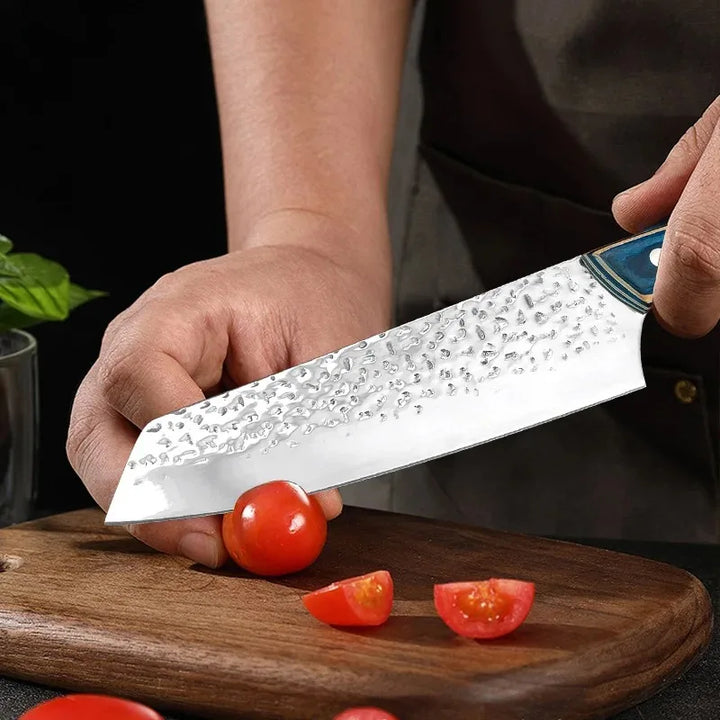 Kovaný kuchyňský nůž z nerezové oceli, dřevěná rukojeť