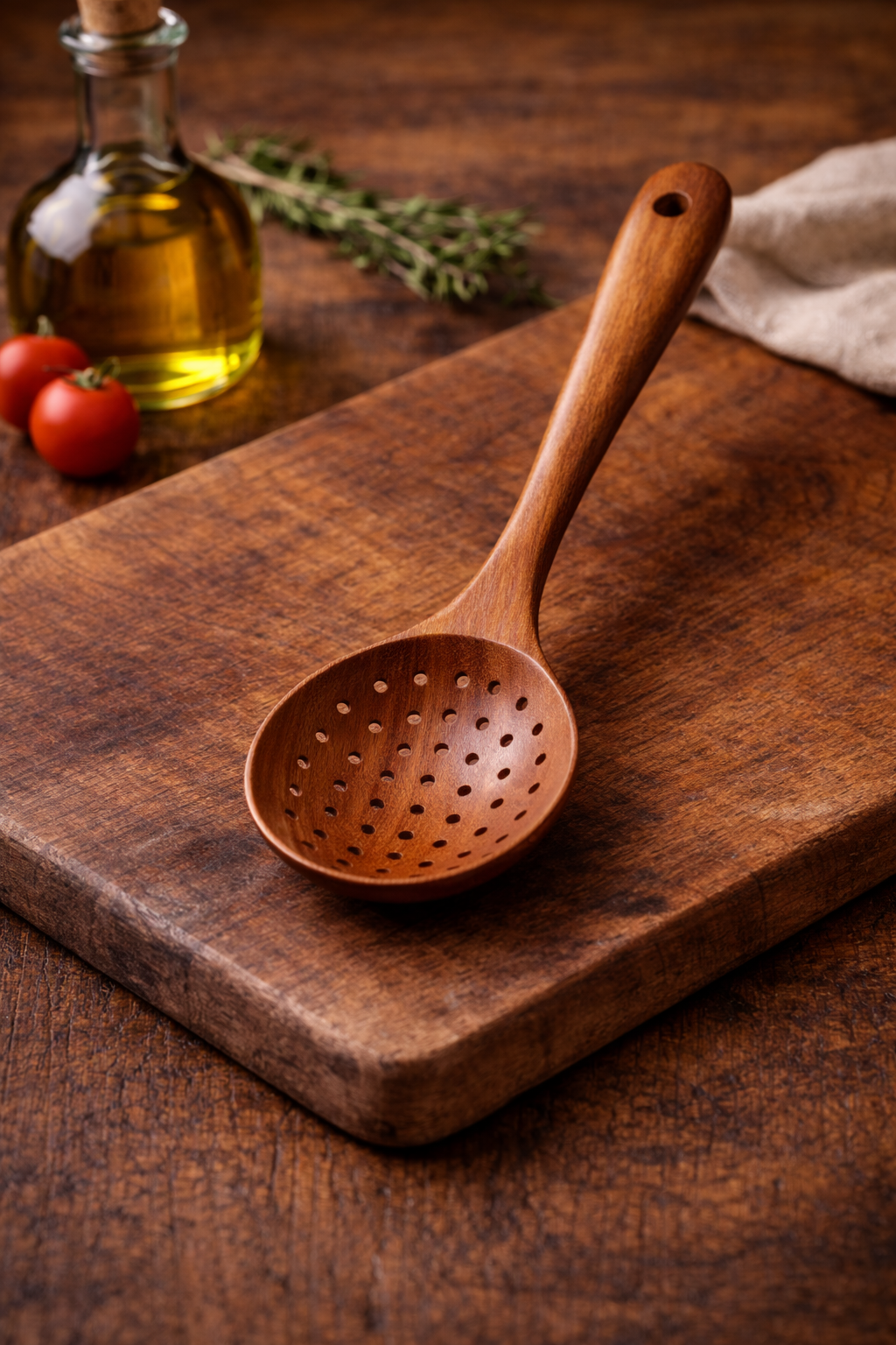 Ručně Zpracované Kuchyňské Nástroje z Týkového Dřeva