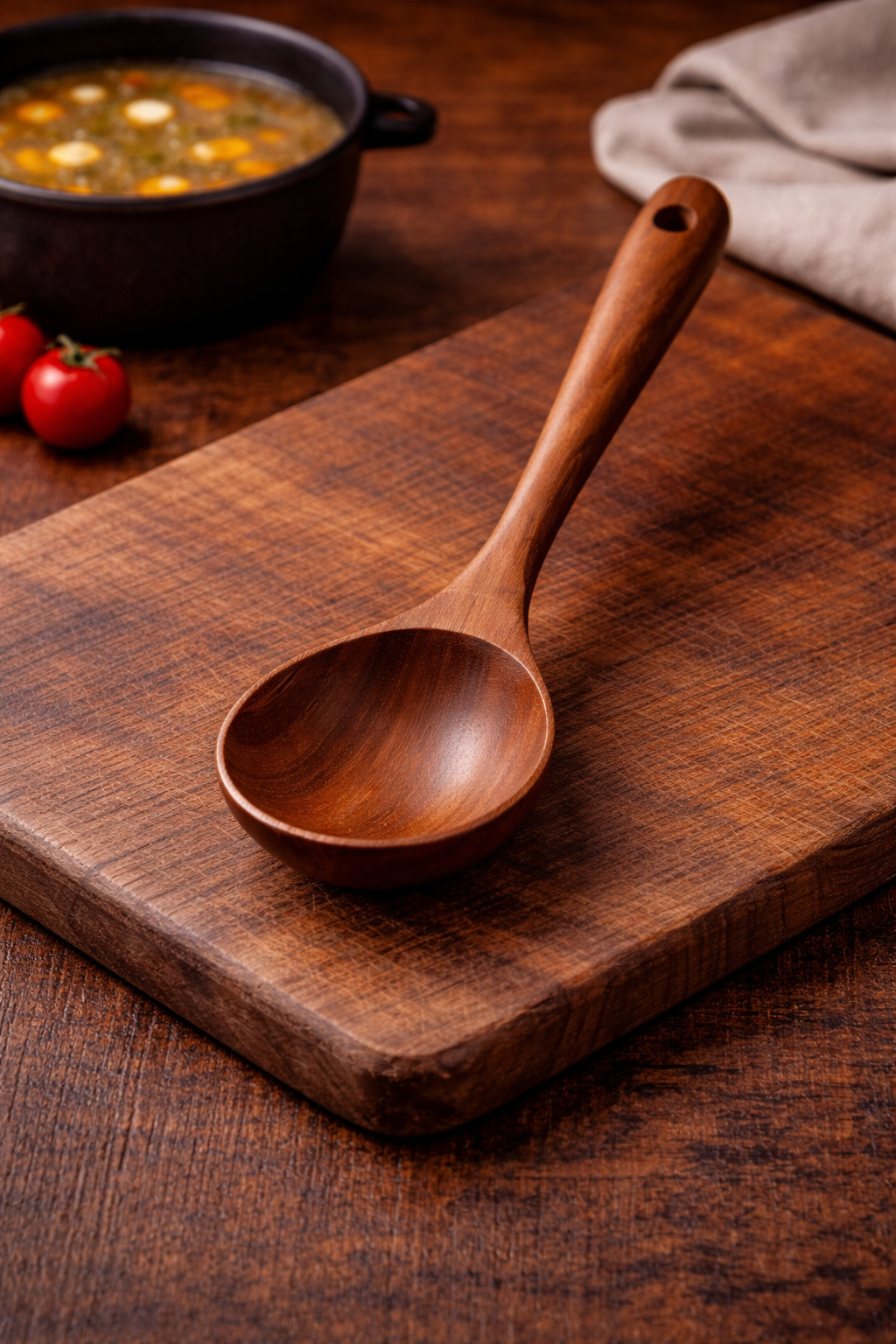 Ručně Zpracované Kuchyňské Nástroje z Týkového Dřeva