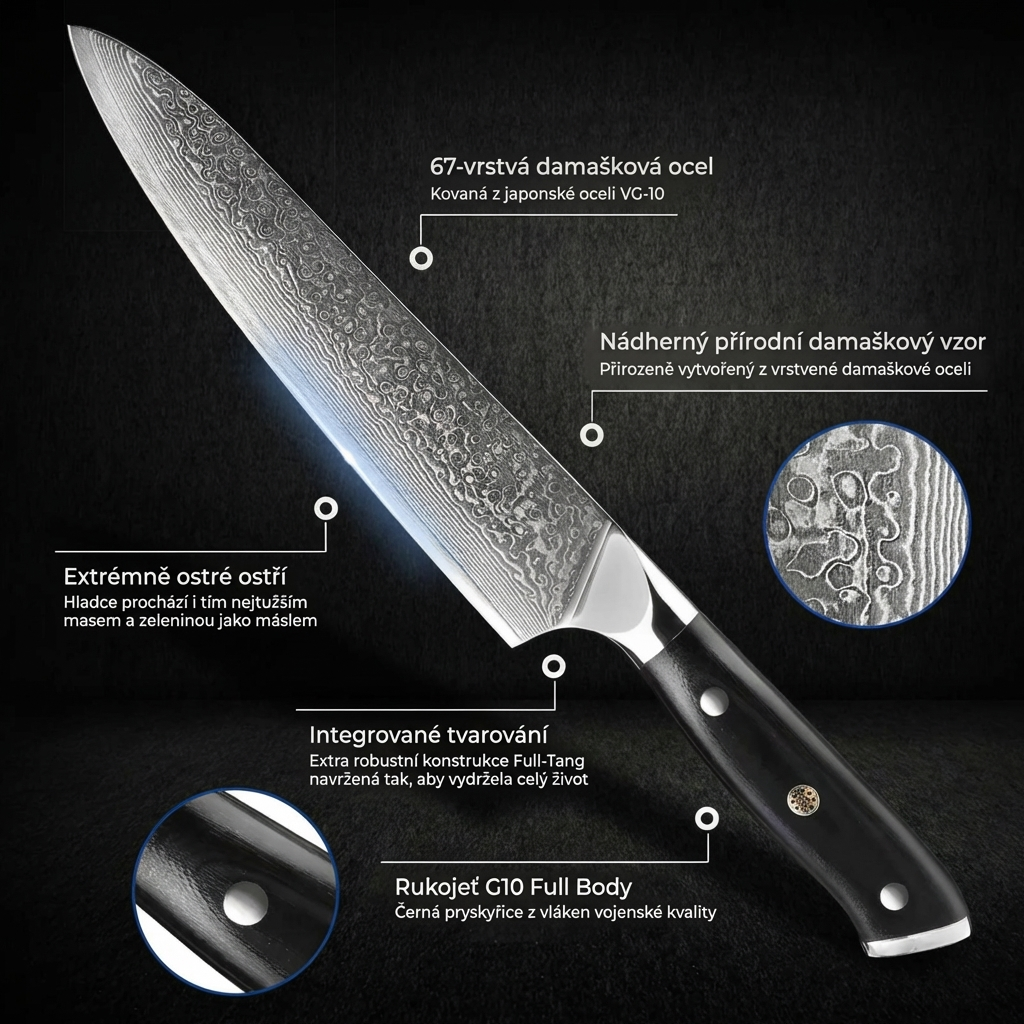 Kolekce Eclipse — Sada 6 japonských damaškových nožů z oceli VG-10