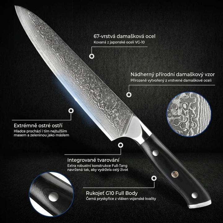 Kolekce Eclipse — Sada 6 japonských damaškových nožů z oceli VG-10