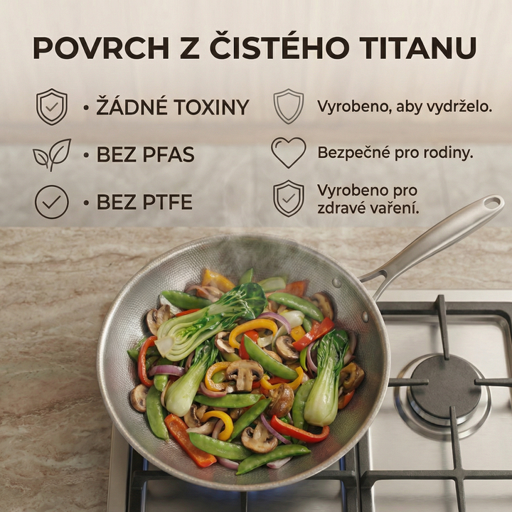 Opatrně kovaná titanová pánev