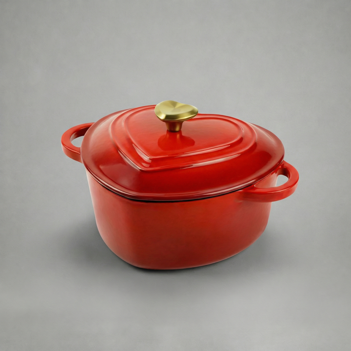 Smaltovaný litinový hrnec ve tvaru srdce