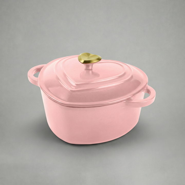 Smaltovaný litinový hrnec ve tvaru srdce