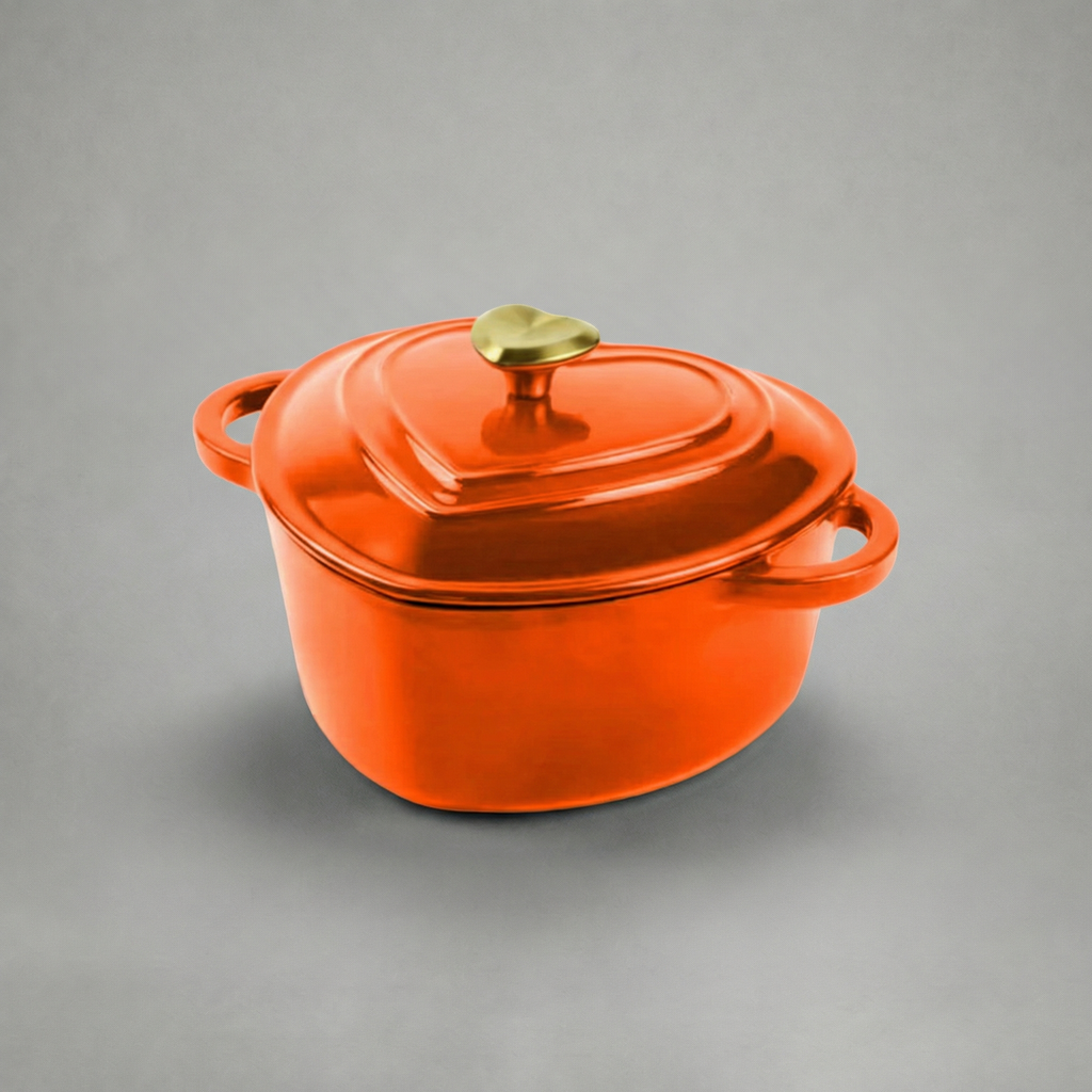 Smaltovaný litinový hrnec ve tvaru srdce