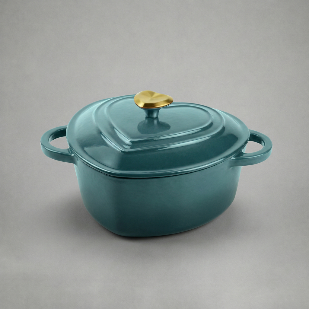 Smaltovaný litinový hrnec ve tvaru srdce