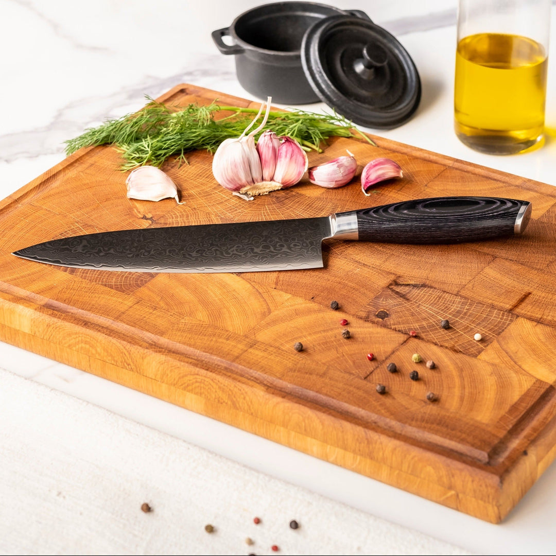 Kuchařský nůž Damascus Pakka Wood 20 cm – elegance a preciznost v každé kuchyni