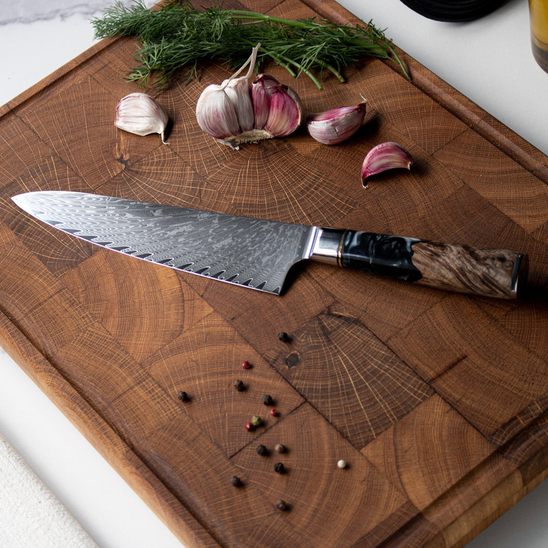Kuchařský nůž Epoxy Onyx Damascus 20 cm – temná elegance pro každou kuchyni