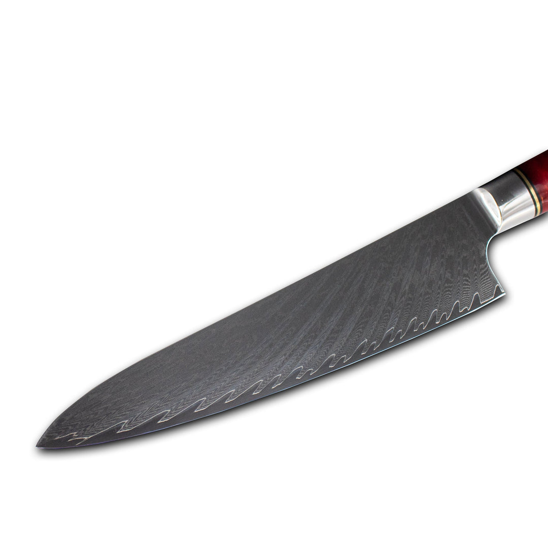 Kuchařský nůž Epoxy Ruby Damascus 20 cm – ohnivá elegance pro každou kuchyni