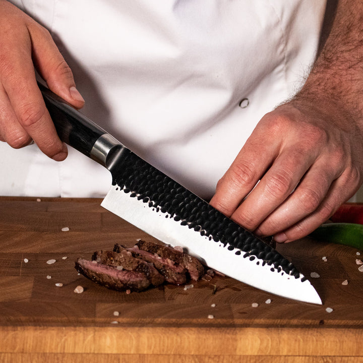 Kuchařský nůž Hammered Stainless Steel Black 20 cm