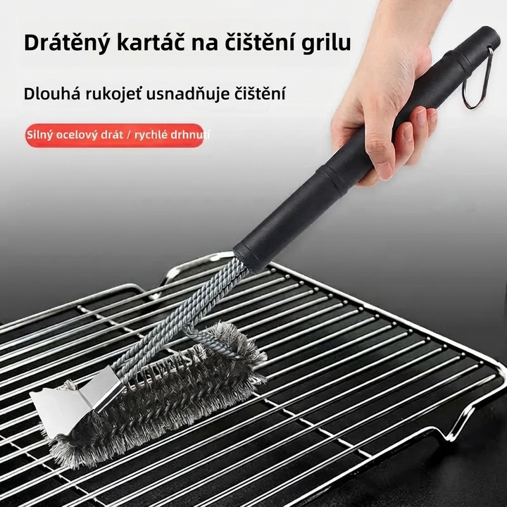 Čisticí kartáč na gril z nerezové oceli, prémiová kvalita