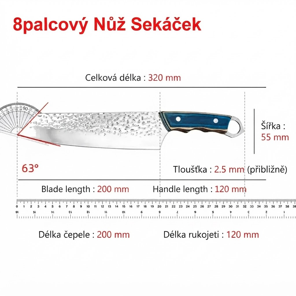Kovaný kuchyňský nůž z nerezové oceli, dřevěná rukojeť