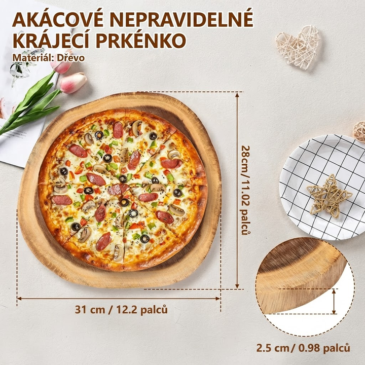 Nepravidelné prkénko na krájení z akáciového dřeva