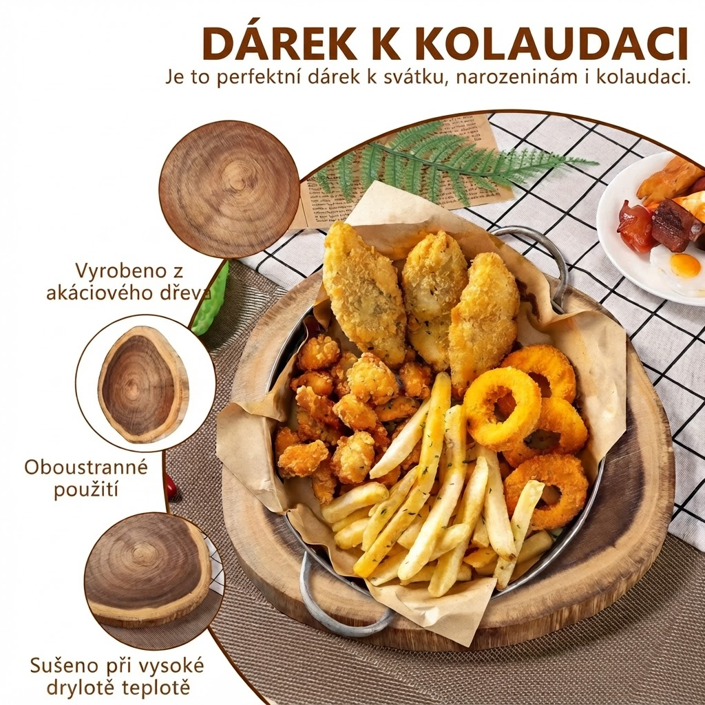 Nepravidelné prkénko na krájení z akáciového dřeva
