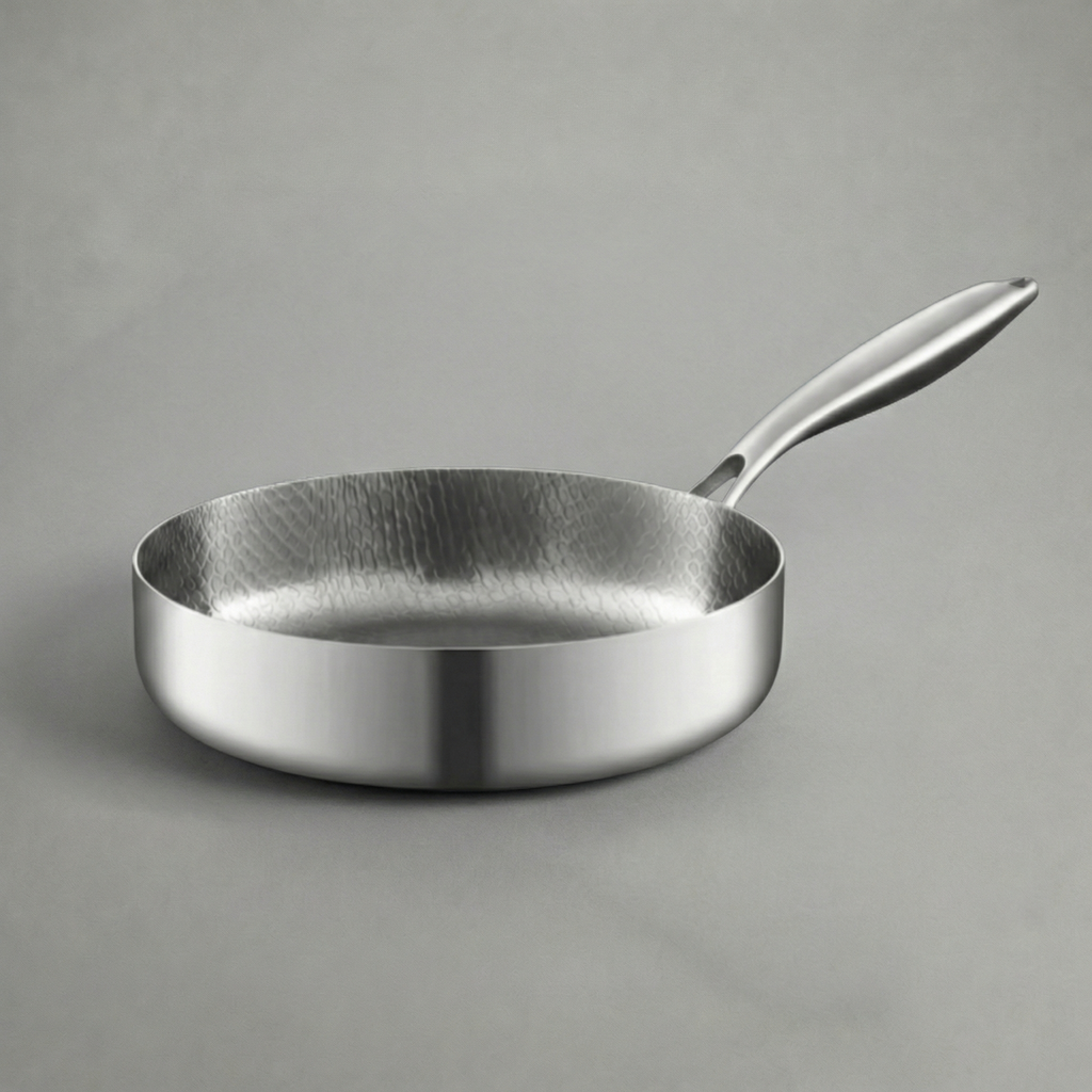Titanová pánev s vysokými okraji a martelovaným povrchem