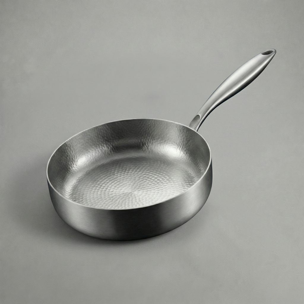 Titanová pánev s vysokými okraji a martelovaným povrchem