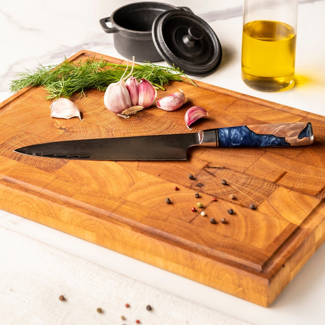 SADA 2 DAMAŠKOVÝCH NOŽŮ – KUCHAŘSKÝ NŮŽ + SANTOKU (KOLEKCE NEPTUN)
