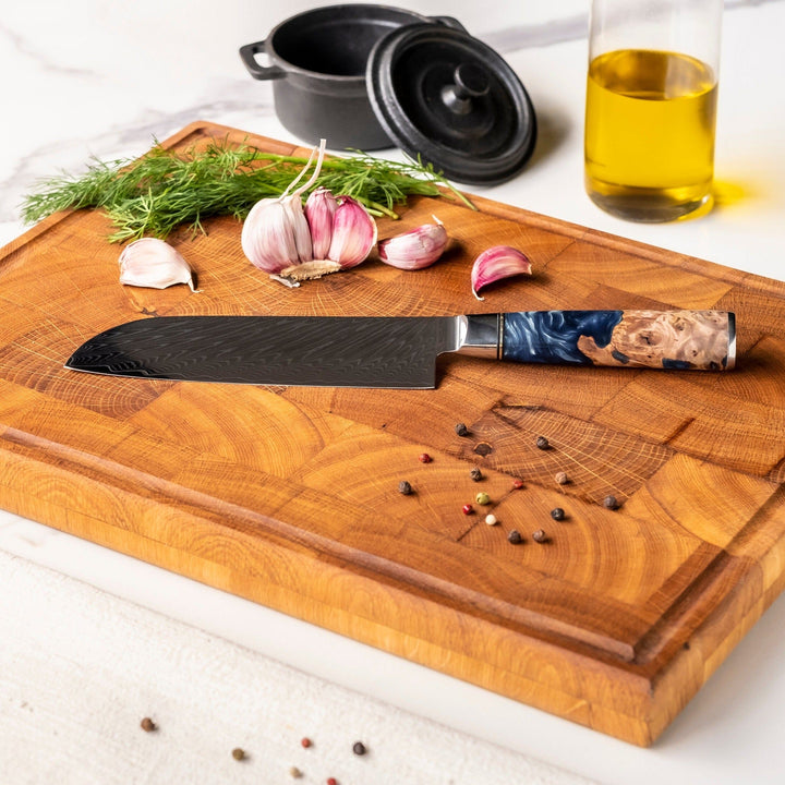 SADA 2 DAMAŠKOVÝCH NOŽŮ – KUCHAŘSKÝ NŮŽ + SANTOKU (KOLEKCE NEPTUN)